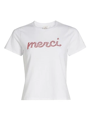 Merci Crystal-Embellished Stretch-Cotton T-Shirt
