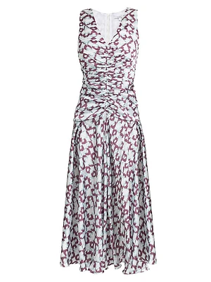 Ruched A-Line Midi-Dress