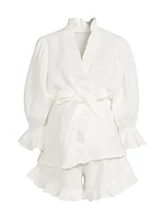 Ruffled Muslin Robe Pajamas Set