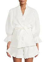 Ruffled Muslin Robe Pajamas Set