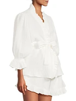 Ruffled Muslin Robe Pajamas Set