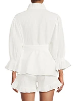 Ruffled Muslin Robe Pajamas Set