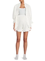 Ruffled Muslin Robe Pajamas Set