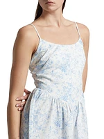 Toile Basque-Waist Midi-Dress