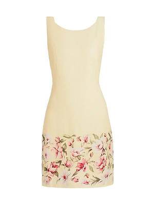 Floral Linen Shift Minidress