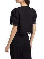 Lace-Trim Puff-Sleeve Shirt