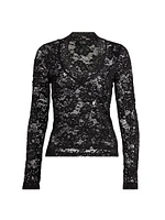 Stretch-Lace Long-Sleeve Top