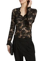Stretch-Lace Long-Sleeve Top