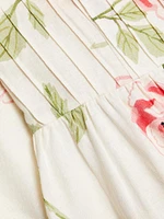 Floral Pintuck Waist Midi-Dress