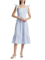 Tiered Bow-Strap Midi-Dress