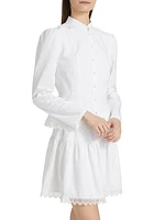 Lace-Trimmed Button-Front Blouse
