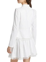 Lace-Trimmed Button-Front Blouse
