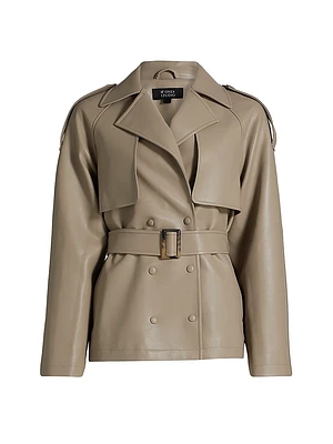 Faux Leather Trench Coat