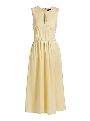 Pintuck Waist Midi-Dress