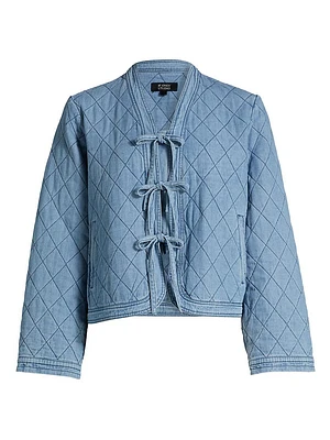 Bow Quilted Denim Jacket