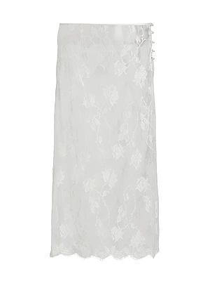 Dominique Floral Lace Cotton-Silk Midi-Skirt