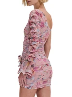 Lily Floral Ruffle One-Shoulder Minidress