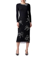 Crystal Bow-Embellished Silk-Cotton Knit Sweater