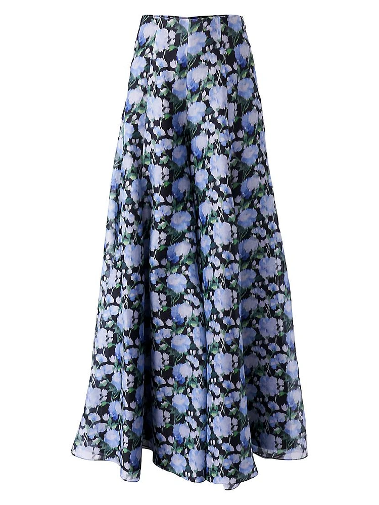 Floral Silk Palazzo Pants