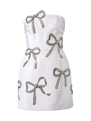 Crystal-Embellished Silk Strapless Minidress