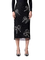 Bow Sequin-Embellished Column Midi-Skirt
