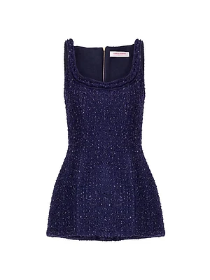 Metallic Tweed Sleeveless Peplum Top