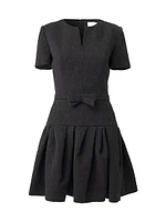 Pleated Jacquard Bow Minidress