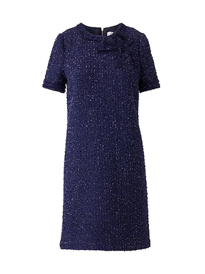 Bow Sequin-Embellished Tweed Minidress