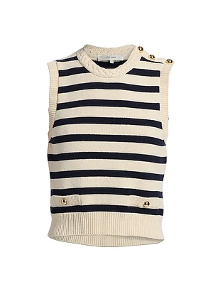 The Harbor Striped Cotton-Blend Sleeveless Top