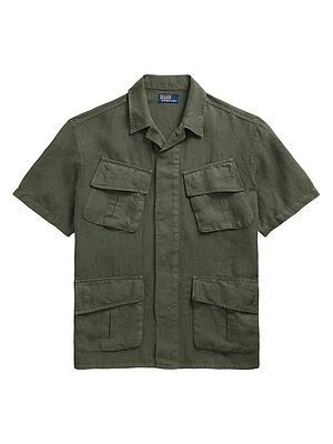 Linen Short-Sleeve Overshirt