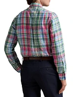 Classic Fit Plaid Linen Shirt