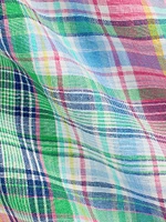 Classic Fit Plaid Linen Shirt