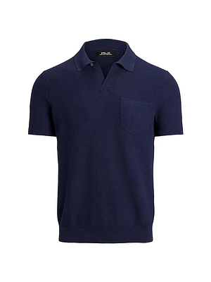 Mesh-Knit Performance Polo Sweater