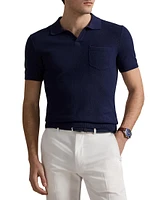 Mesh-Knit Performance Polo Sweater