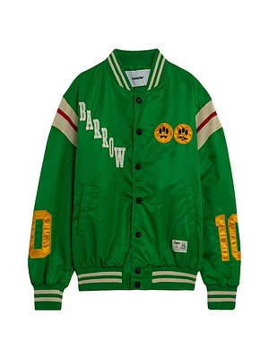 Logo Patch Satin Bomber Jacket