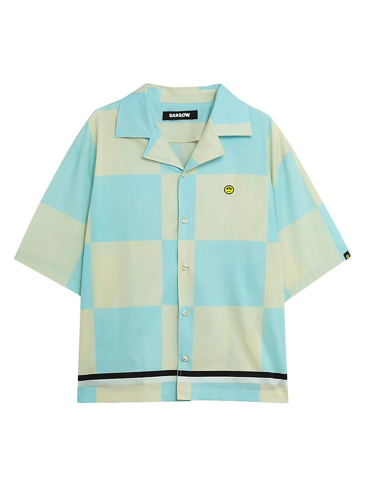 Popeline Checked Cotton Camp Shirt