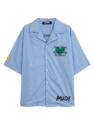 Popeline Graphic Cotton Camp Shirt