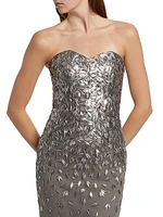 Embellished Tulle Strapless Gown