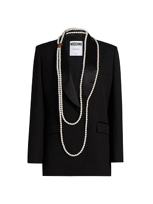 Pearl Necklace Wool-Blend Jacket