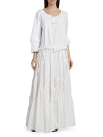 Cotton-Silk Voile Patchwork Maxi Dress