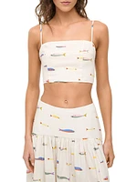 Federico Fish-Print Cotton Crop Top