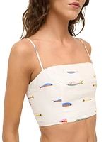Federico Fish-Print Cotton Crop Top