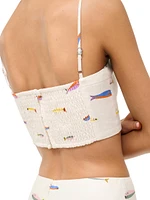 Federico Fish-Print Cotton Crop Top