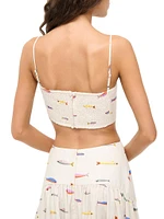 Federico Fish-Print Cotton Crop Top
