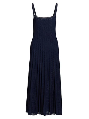 Ellen Pointelle Pleated Midi-Dress