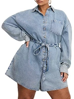 Weightless Long-Sleeve Denim Romper