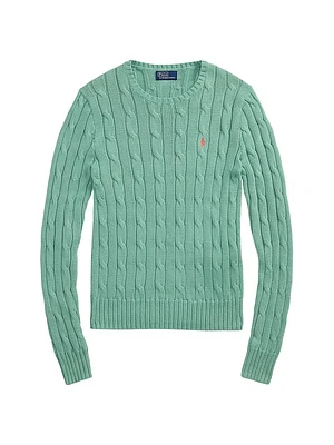 Cable-Knit Cotton Crewneck Sweater