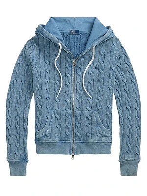 Cable-Knit Cotton Zip-Front Hoodie
