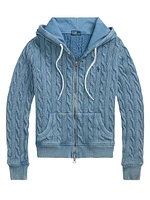 Cable-Knit Cotton Zip-Front Hoodie