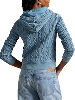 Cable-Knit Cotton Zip-Front Hoodie